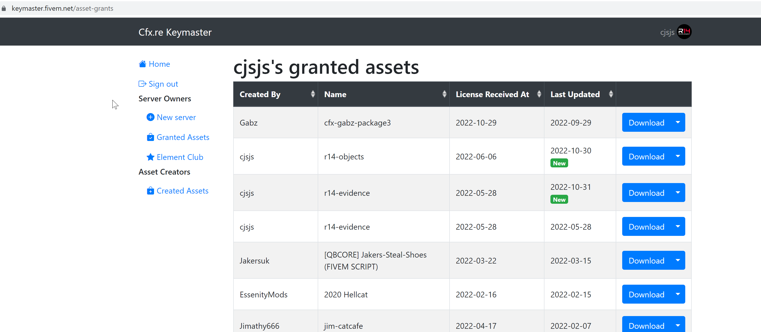 The cfx keymaster website